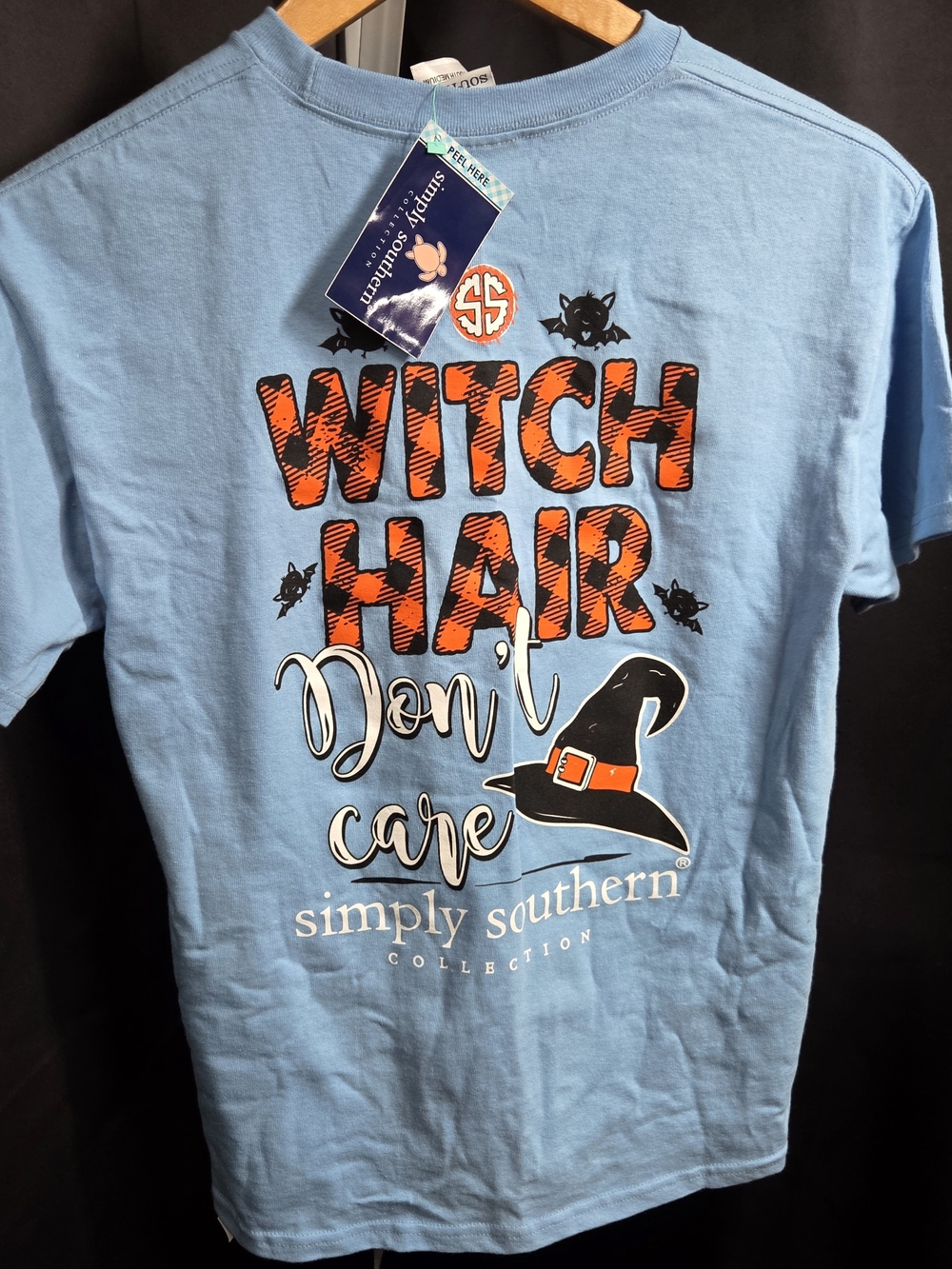 Simply Southern Preppy Witch Hair Don't Care Fall T-Shirt Youth Med.